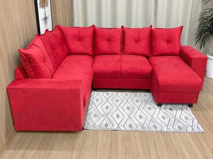 Sofá Canto Vermelho 608 Áustria - Alpoim Imagem de Sofá Canto Vermelho 608 Áustria