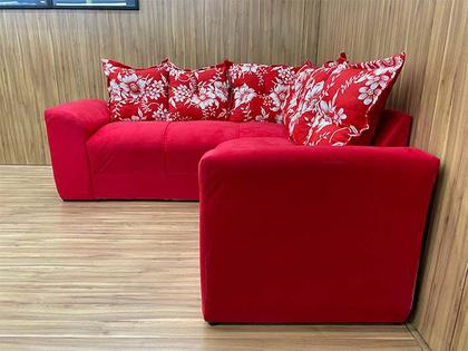 Sofá Canto Vermelho com Floral 608/16 Belo - Alpoim Imagem de Sofá Canto Vermelho com Floral 608/16 Belo