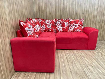 Sofá Canto Vermelho com Floral 608/16 Belo - Alpoim Imagem de Sofá Canto Vermelho com Floral 608/16 Belo