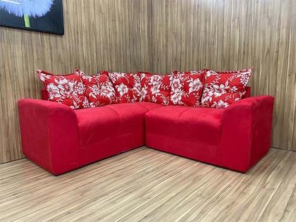 Sofá Canto Vermelho com Floral 608/16 Belo - Alpoim Imagem de Sofá Canto Vermelho com Floral 608/16 Belo
