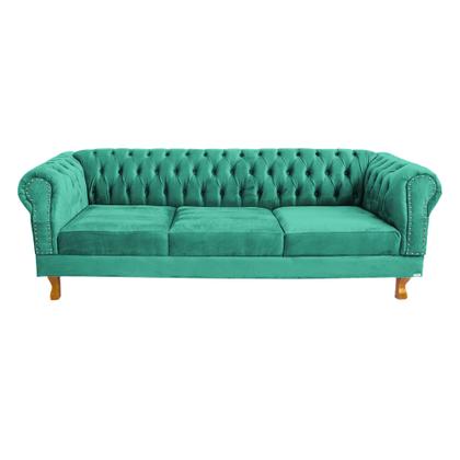 Imagem de Sofá Chesterfield Capitonê 3 Lugares Duque Clássico Sala Recepção Barbearia