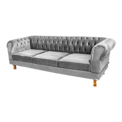 Imagem de Sofa Chesterfield Duque cinza Prata 2.30M Sala Recepcao Barbearia