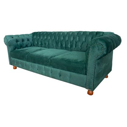 Imagem de Sofa Chesterfield Luiz XV Verde Musgo 2.30M Sala Recepcao Barbearia