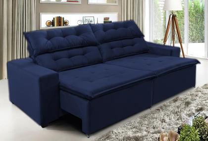Imagem de Sofá Concept 2,50 metros Retrátil e reclinavél com Molas Suede Light Azul - Sofá na Web