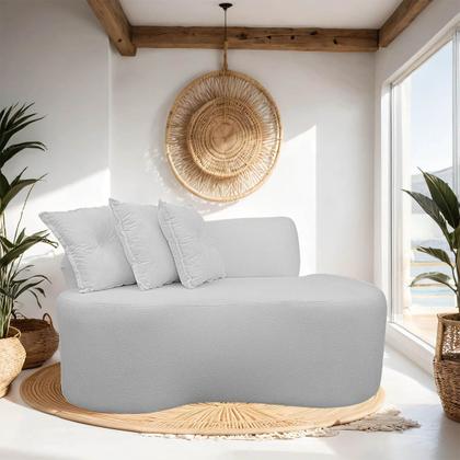 Imagem de Sofá Curvo 2 Lugares Feijão Forma Orgânica Bouclé Off White
