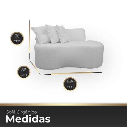 Imagem de Sofá Curvo 2 Lugares Feijão Forma Orgânica Bouclé Off White