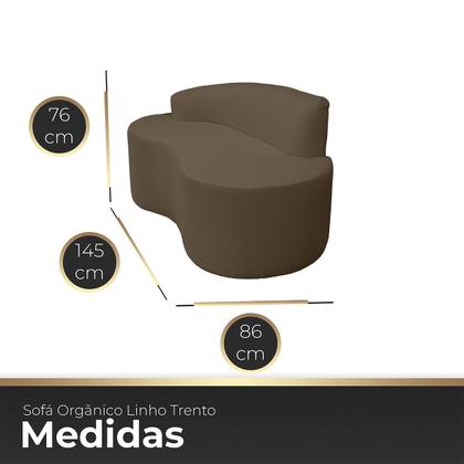 Imagem de Sofá Curvo 2 Lugares Feijão Forma Orgânica Linho Trento