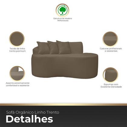 Imagem de Sofá Curvo 2 Lugares Feijão Forma Orgânica Linho Trento