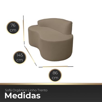 Imagem de Sofá Curvo 2 Lugares Feijão Forma Orgânica Linho Trento