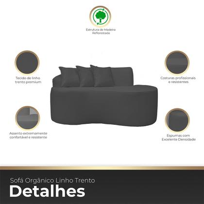 Imagem de Sofá Curvo 2 Lugares Feijão Forma Orgânica Linho Trento