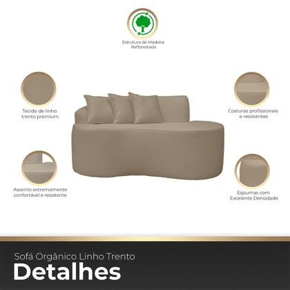 Imagem de Sofá Curvo 2 Lugares Feijão Forma Orgânica Linho Trento