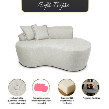 Imagem de Sofá Curvo 2 Lugares Feijão Forma Orgânica Linho Trento