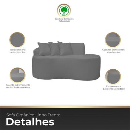 Imagem de Sofá Curvo 2 Lugares Feijão Forma Orgânica Linho Trento
