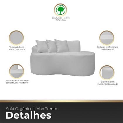 Imagem de Sofá Curvo 2 Lugares Feijão Forma Orgânica Linho Trento