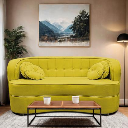 Imagem de Sofá Curvo 2 Lugares Orgânico Sala Recepção Escritório Decorativo Luxo Panamá 160cm Suede