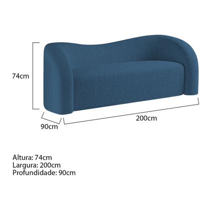 Imagem de Sofá Curvo 3 Lugares Organico Sala Recepção Escritório Coréia 200cm Linho