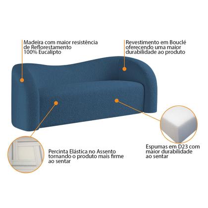 Imagem de Sofá Curvo 3 Lugares Organico Sala Recepção Escritório Coréia 200cm Linho