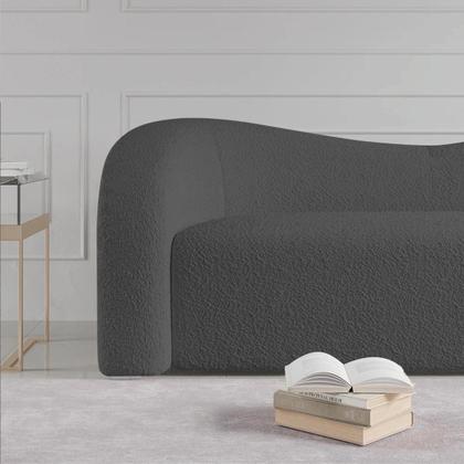 Imagem de Sofá Curvo 3 Lugares Organico Sala Recepção Escritório Coréia 200cm Linho