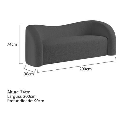 Imagem de Sofá Curvo 3 Lugares Organico Sala Recepção Escritório Coréia 200cm Linho