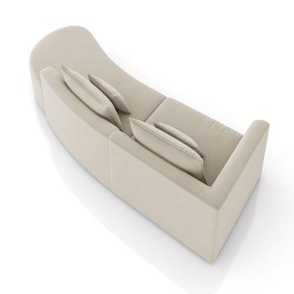 Imagem de Sofá Curvo Decorativo Kimiko 287Cm 2 Lugares Sala de Estar com Chaise Veludo Bege G52 - Gran Belo