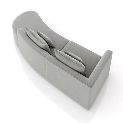 Imagem de Sofá Curvo Decorativo Kimiko 297Cm 2 Lugares Sala de Estar com Chaise Veludo Cinza G52 - Gran Belo