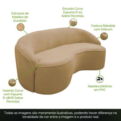 Imagem de Sofá Curvo Montserrat 150cm 02 Lugares Bouclé Camel - Nexta Casa