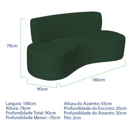 Imagem de Sofá Curvo Orgânico Escritório Recepção 3 Lugares Amsterdã 180cm Suede