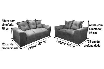 Imagem de Sofá de 2 e 3 Lugares Porto Tecido Suede