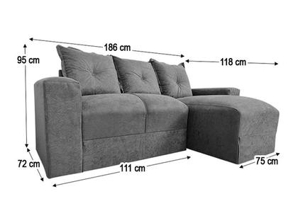 Imagem de Sofá de 3 Lugares Marrom 603 Chaise Ane