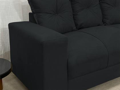 Imagem de Sofá de 4 lugares com Chaise Espaçoso Barato Preto