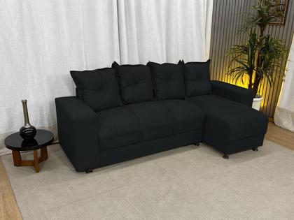 Imagem de Sofá de 4 lugares com Chaise Espaçoso Barato Preto