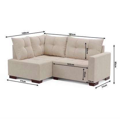 Imagem de Sofá de Canto 4 Lugares Leme Suede Bege