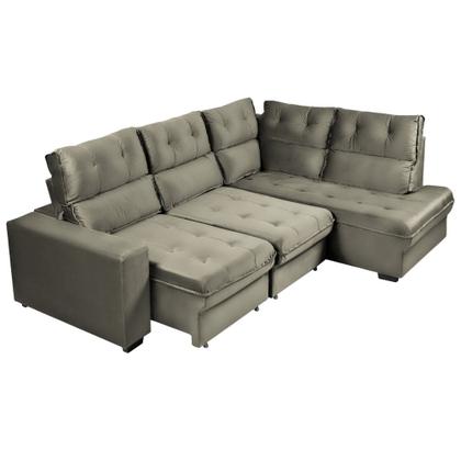 Imagem de Sofá de Canto 4 Lugares Retrátil Reclinável  255cm Veludo Gabrieli Takei