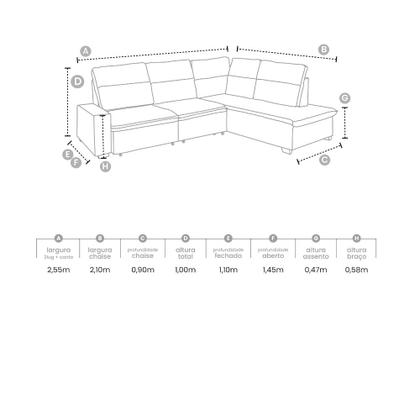 Imagem de Sofá de Canto 4 Lugares Retrátil Reclinável  255cm Veludo Gabrieli Takei
