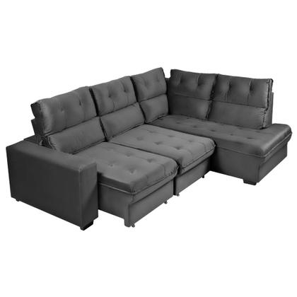 Imagem de Sofá de Canto 4 Lugares Retrátil Reclinável  255cm Veludo Gabrieli Takei