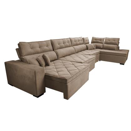 Imagem de Sofá de Canto 4,80x2,36m Retrátil e Reclinável com Molas Cama inBox Platinum Direito Suede Bege
