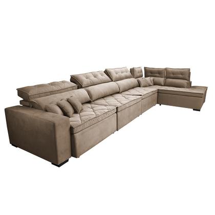 Imagem de Sofá de Canto 4,80x2,36m Retrátil e Reclinável com Molas Cama inBox Platinum Direito Suede Bege