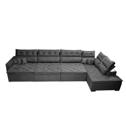 Imagem de Sofá de Canto 4,80x2,36m Retrátil e Reclinável com Molas Cama inBox Platinum Direito Suede Cinza
