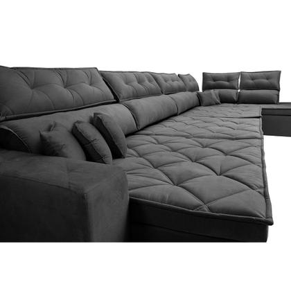 Imagem de Sofá de Canto 4,80x2,36m Retrátil e Reclinável com Molas Cama inBox Platinum Direito Suede Cinza