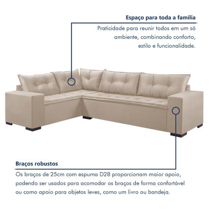 Imagem de Sofá de Canto 5 Lugares 300x210cm Oslo Veludo