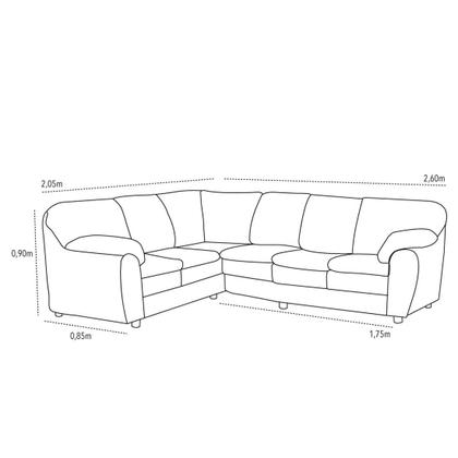 Imagem de Sofa de Canto 5 Lugares Almofada Fixa Resistente Confortável Takei Estofados Tulum 90x260x205cm