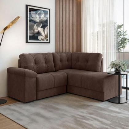 Imagem de Sofá De Canto 5 Lugares Apolo Veludo Selmer Marrom