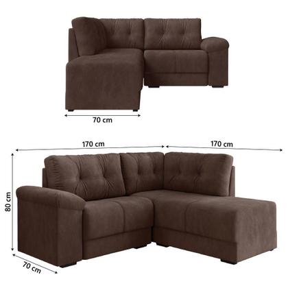Imagem de Sofá De Canto 5 Lugares Apolo Veludo Selmer Marrom