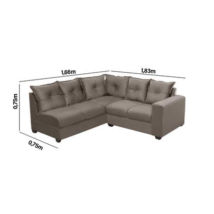 Imagem de Sofá de Canto 5 Lugares Califórnia 183Cm Veludo Light Cappuccino