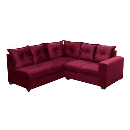 Imagem de Sofá de Canto 5 Lugares Califórnia 183Cm Veludo Light Vermelho