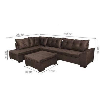 Imagem de Sofá de Canto 5 Lugares com Chaise Esquerdo Blumenau Suede Café