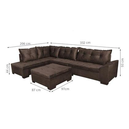 Imagem de Sofá de Canto 5 Lugares com Chaise Esquerdo Corupá Suede Café