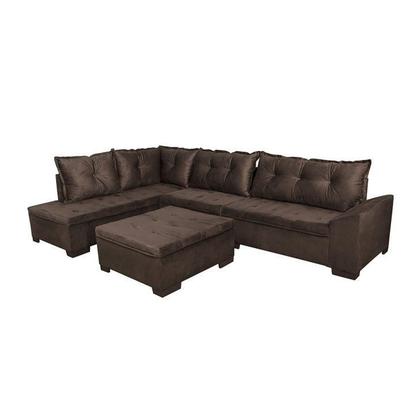 Imagem de Sofá de Canto 5 Lugares com Chaise Esquerdo Corupá Suede Café