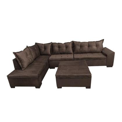 Imagem de Sofá de Canto 5 Lugares com Chaise Esquerdo Corupá Suede Café