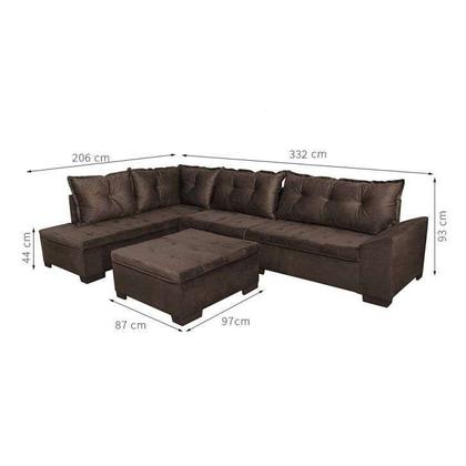 Sofá de Canto 5 Lugares com Chaise Esquerdo Corupá Suede Café - Mobly Imagem de Sofá de Canto 5 Lugares com Chaise Esquerdo Corupá Suede Café